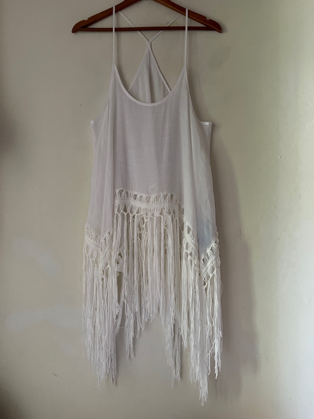 NWT Cupshe White Fringe Boho Beach Coverup